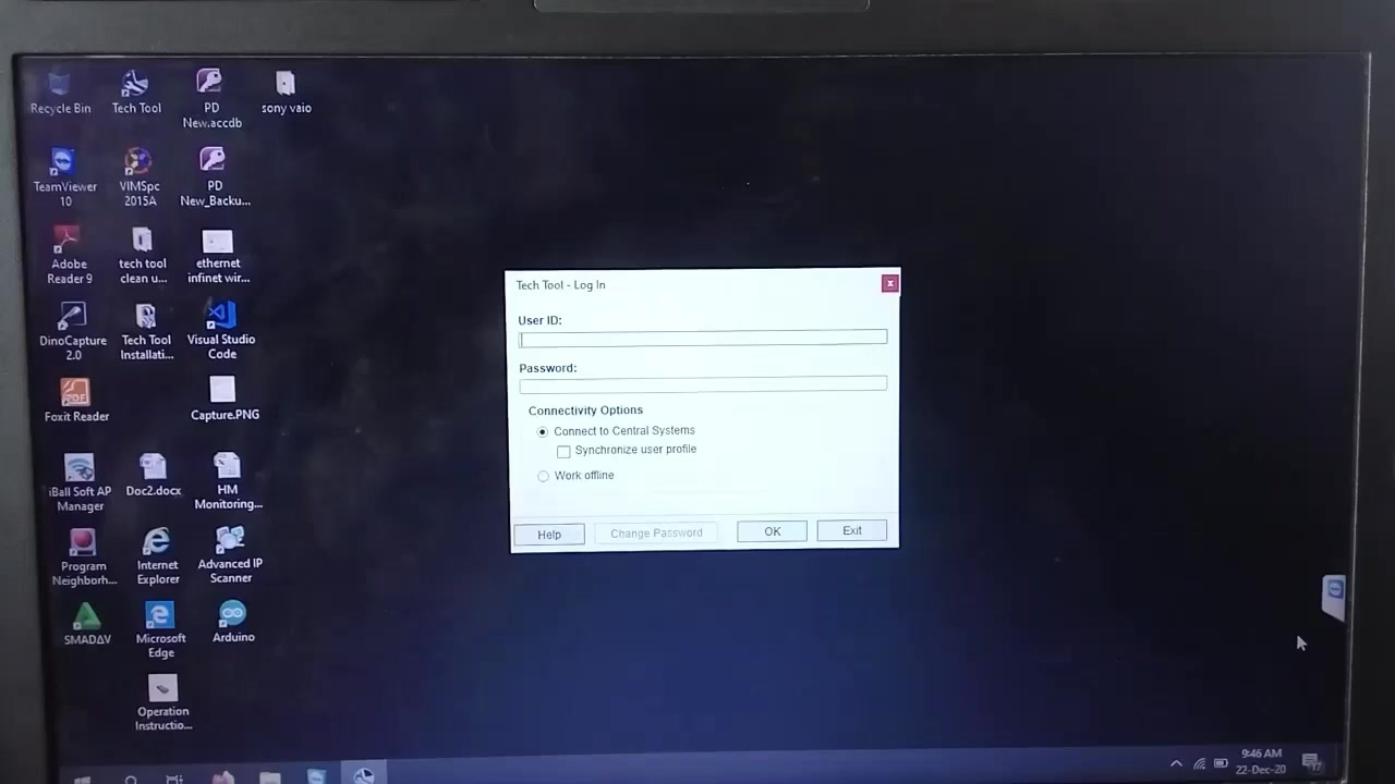 Volvo Tech Tool PTT login screen before connecting to vehicle