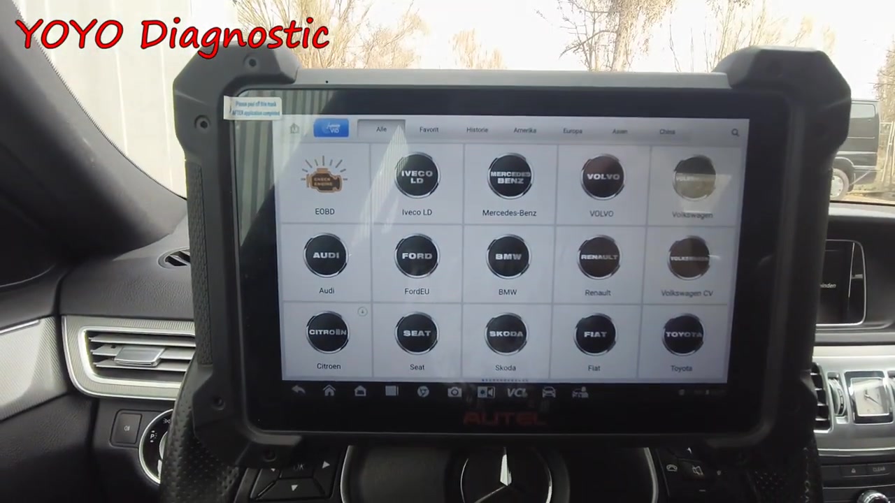 Autel MK908 V2 vehicle selection menu showing broad brand coverage