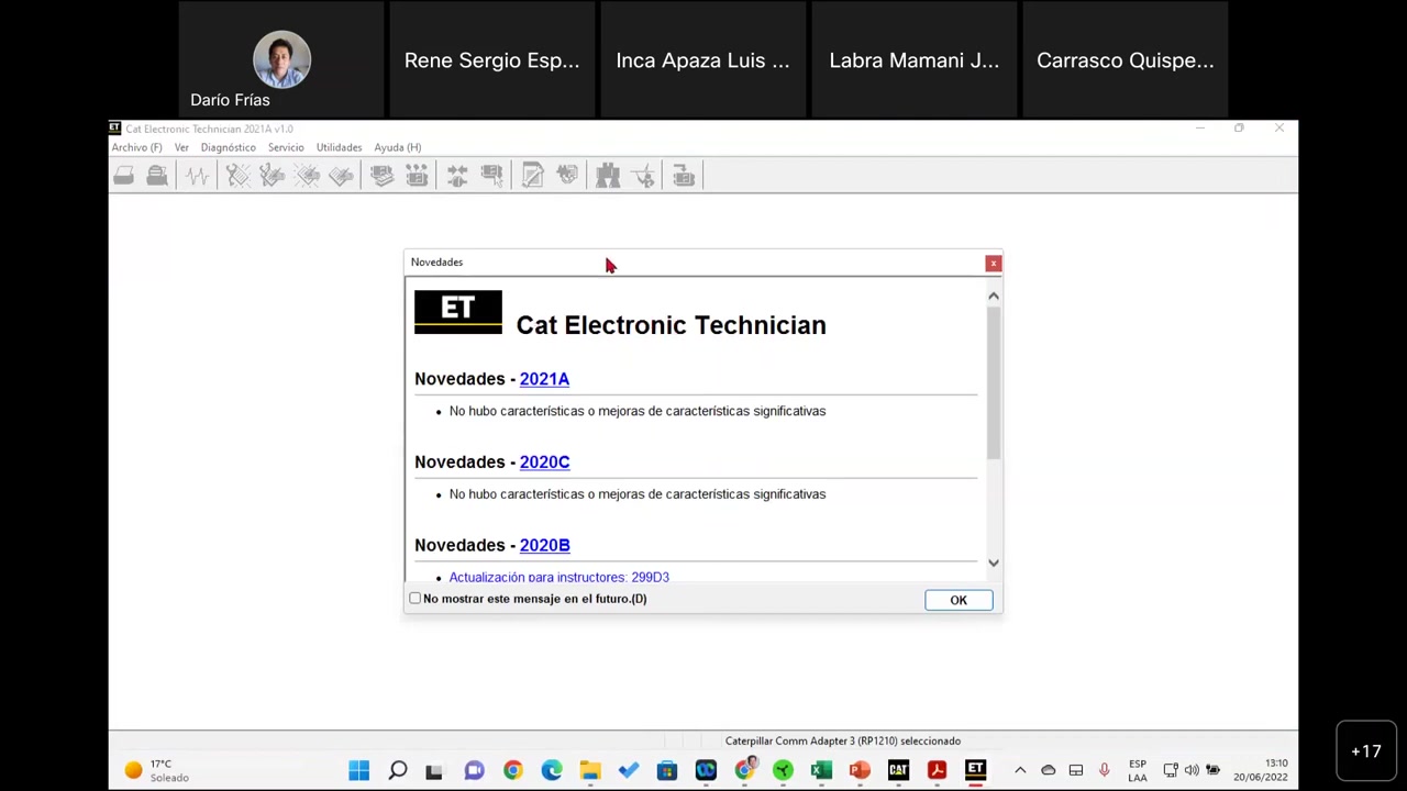 Cat ET Novedades what's new pop-up window after launch