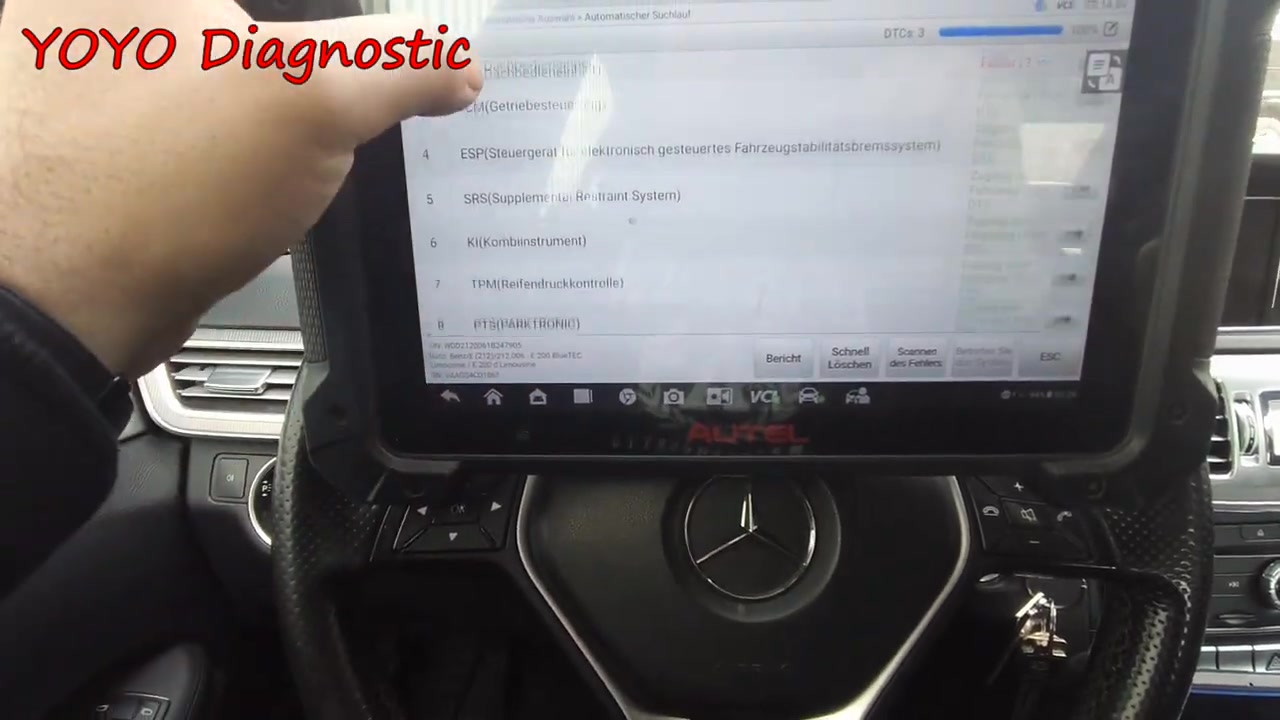 Autel MK908 V2 final DTC summary P000000 cylinder 4 misfire 974915 lighting fault Mercedes W212