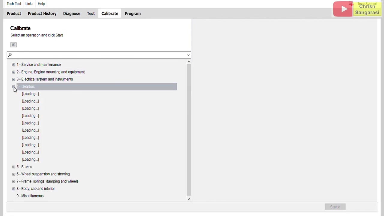Calibration operations list in Volvo Tech Tool — operation 40070-3 selected for full I-Shift calibration