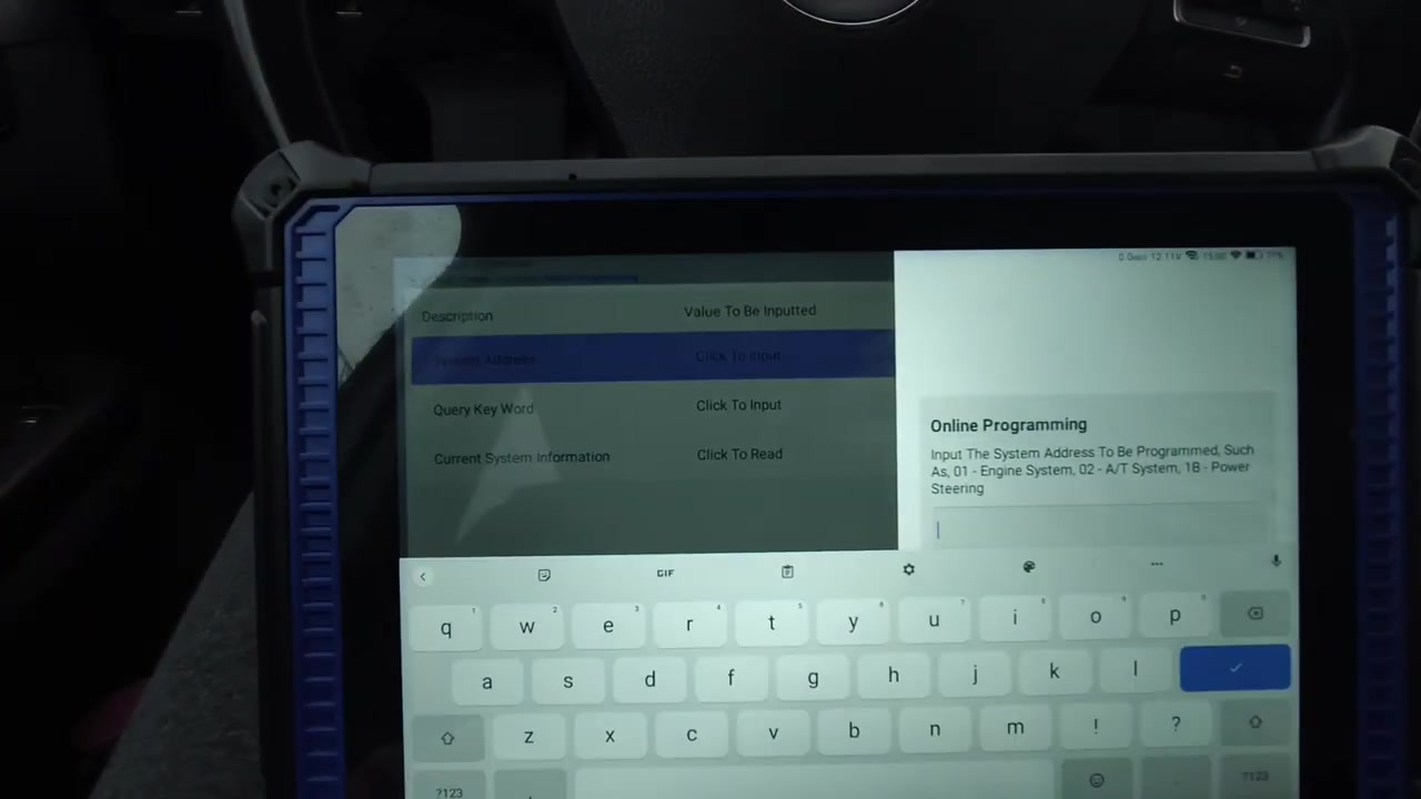 Selecting System Address 02 (Transmission Electronics) on the Launch X431 online programming interface