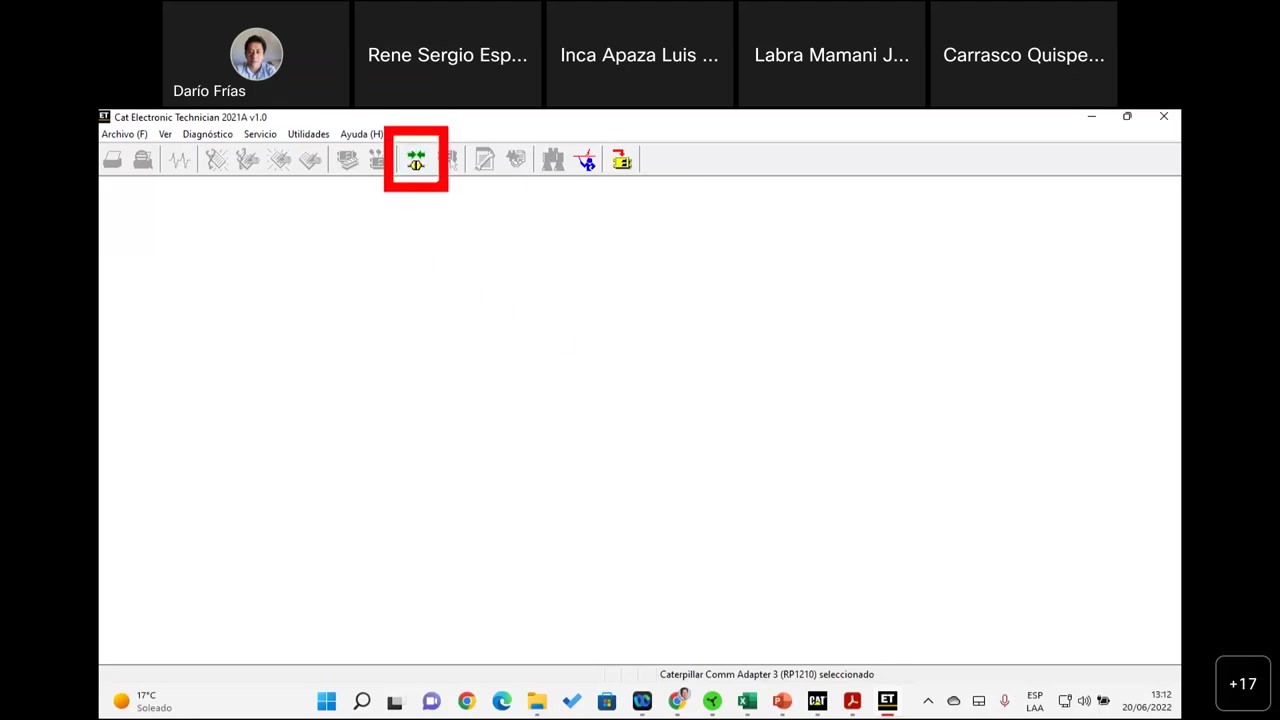 Cat ET toolbar with Connection F8 icon highlighted
