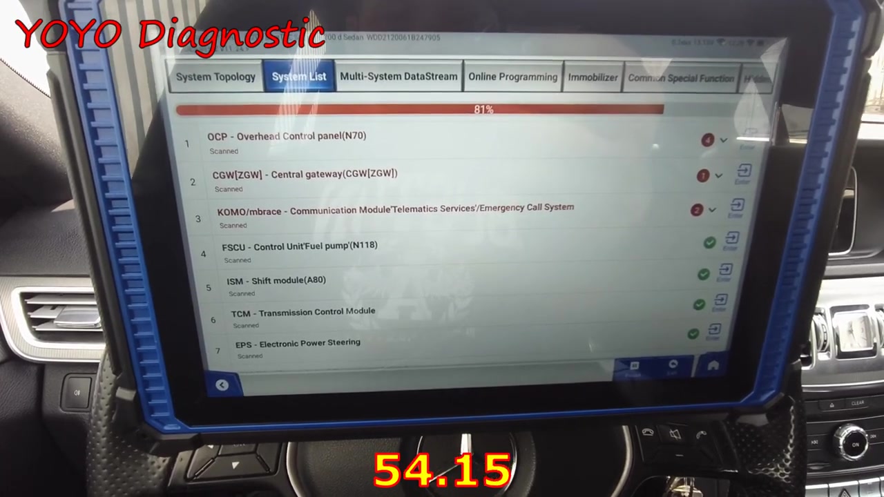 Udiag X95 Pro scanning 98 modules Mercedes W212 faster than Autel 77 modules