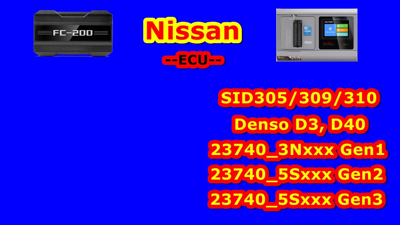 Nissan ECU coverage comparison FC200 vs Multi-Prog