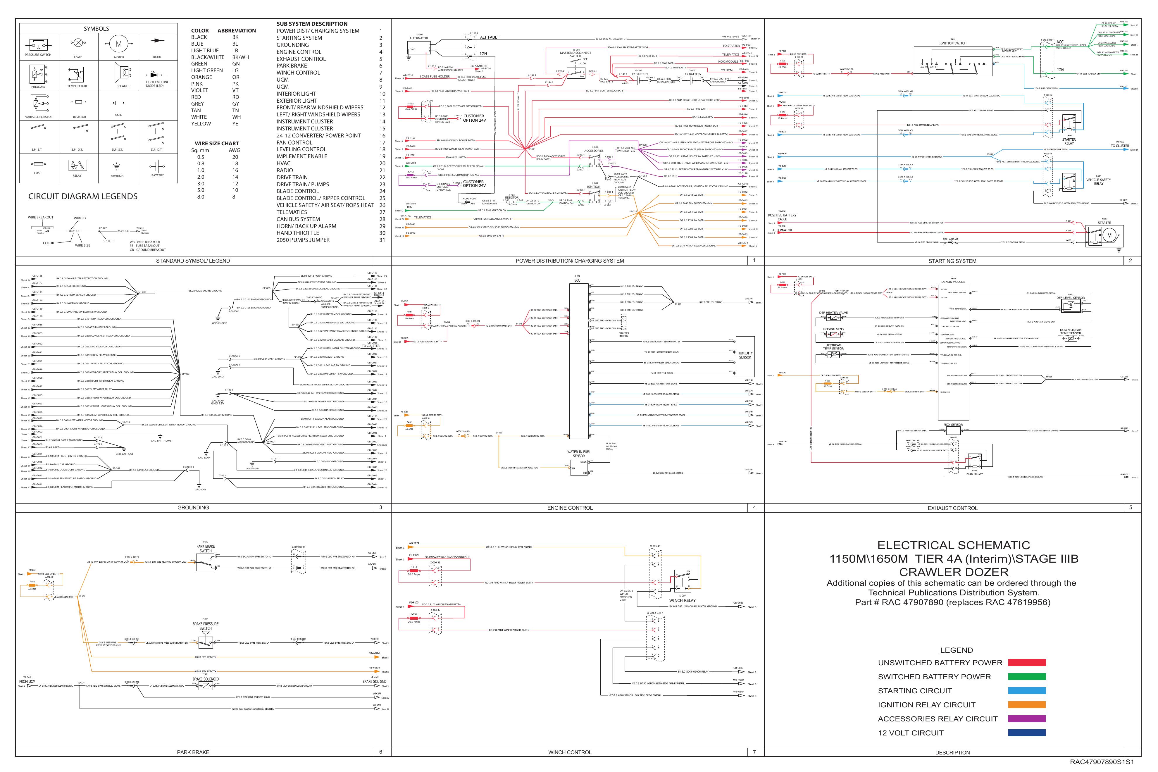 CASE 1150M 1650M Tier 4A crawler dozer electrical schematic full wiring diagram