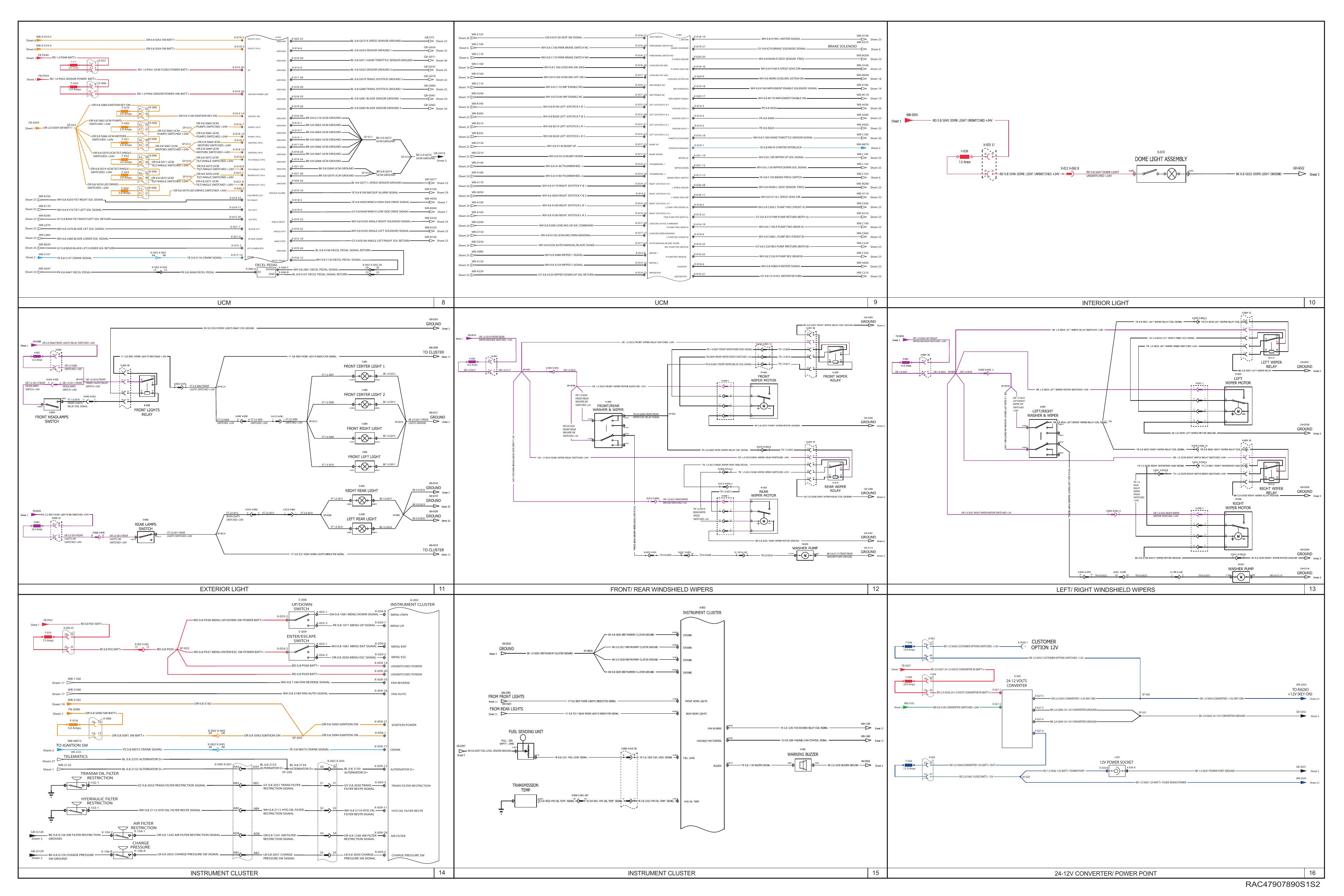 CASE wheel loader electrical schematic showing DEF and aftertreatment circuit wiring