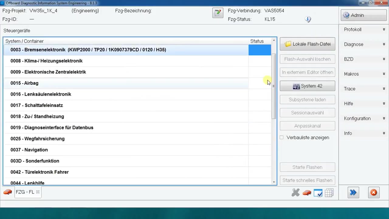 Flashing screen with 'Lokale Flash-Datei' (Local Flash File) button highlighted, and a file selection dialog open.