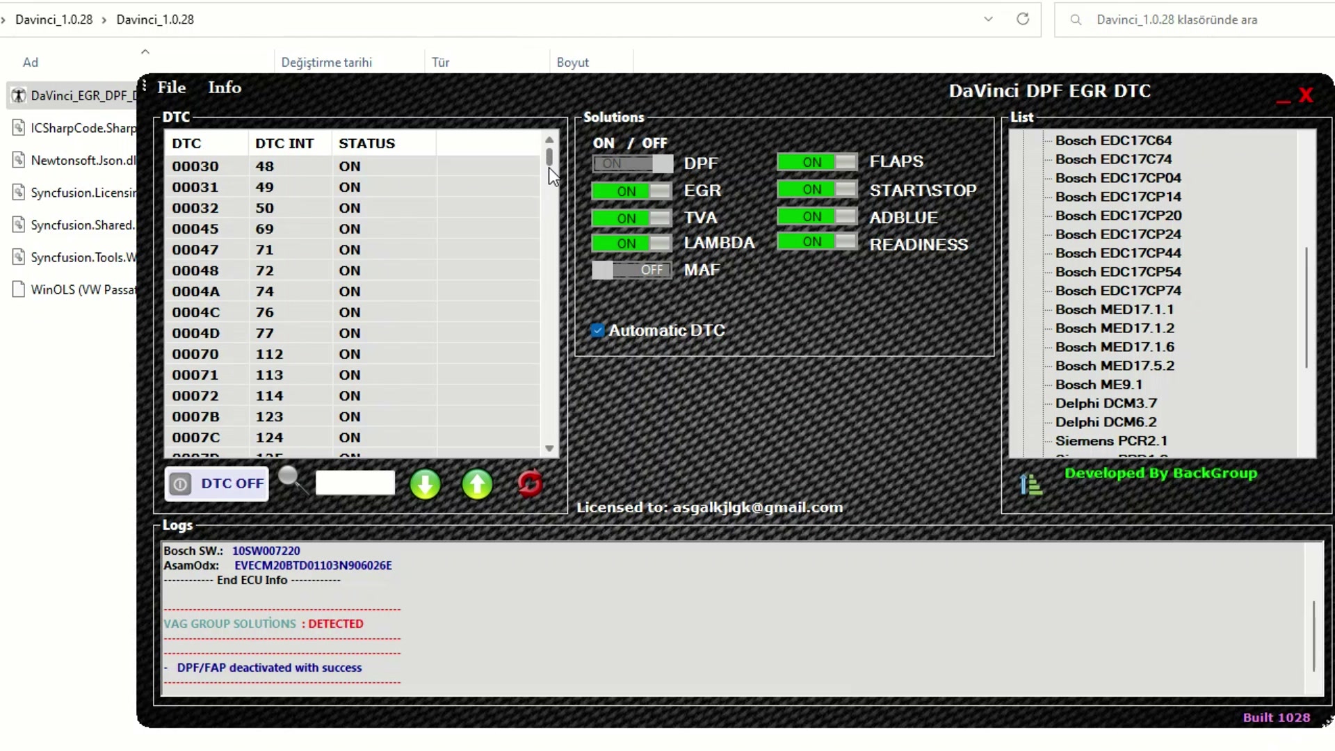 DaVinci DPF EGR DTC v1.0.28 — OBD2 Emissions Removal Software - Image 3