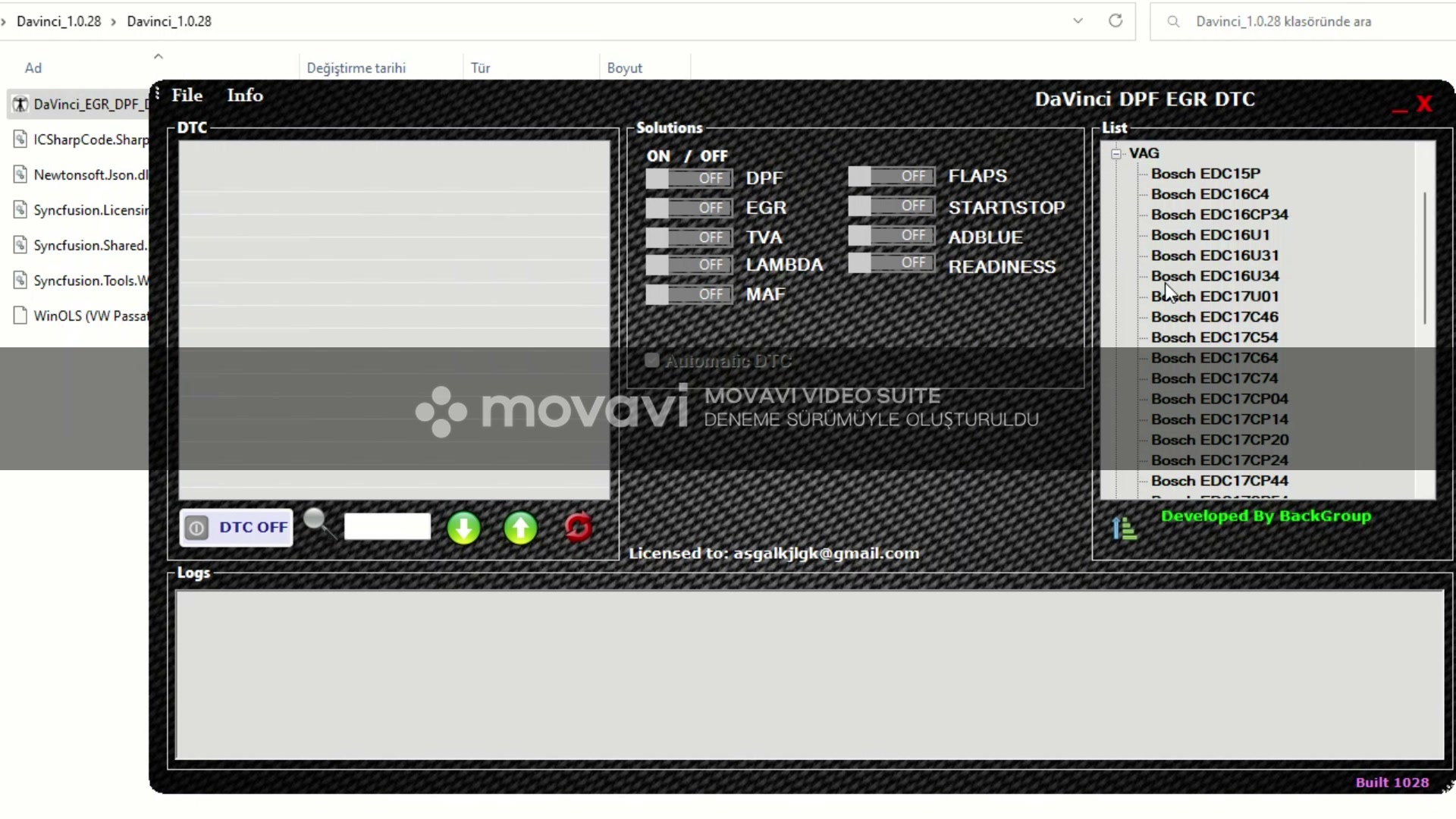 DaVinci DPF EGR DTC v1.0.28 — OBD2 Emissions Removal Software